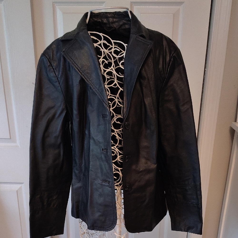 East 5th Men's Dark Leather Trench Coat